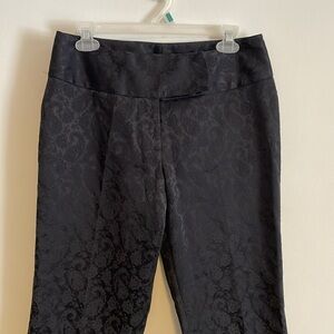 Y2K Brocade Pants 6 Black Mid Low Straight 00s Goth Damask Emo Monochrome